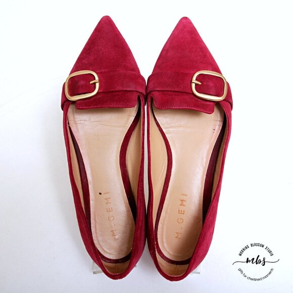 M. Gemi Suede Pointed Toe With Buckle Flats - Picture 8 of 15